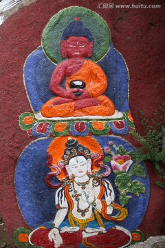 拉萨 色拉寺 石刻彩绘佛像