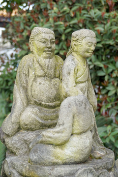 川西民俗雕塑 人物石雕