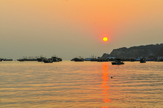 海上落日 晚霞 红太阳 海洋