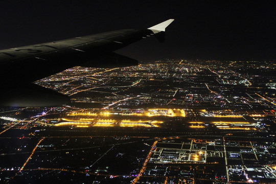 北京首都机场夜景全景俯瞰