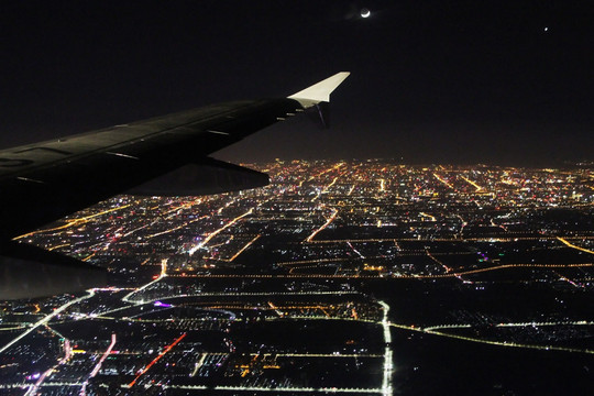 空中俯瞰 北京 城市夜景