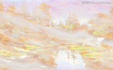大氣意境森林風(fēng)景大理石紋背景墻
