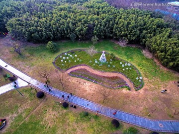 兰溪中洲公园花圃游步道 航拍