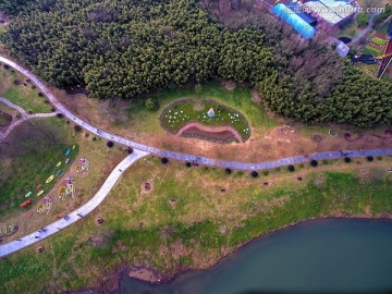 兰溪中洲公园花圃游步道 航拍