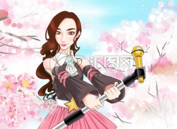 漂亮卡通女歌手漫畫psd分層