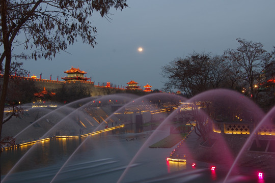 陕西西安城墙夜景