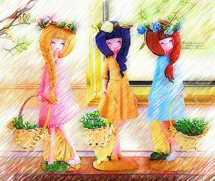 兒童房裝飾畫 小美女