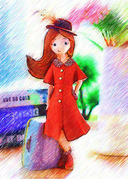 兒童房裝飾畫 小美女