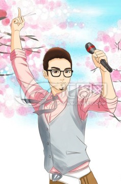 卡通男歌手漫畫psd分層