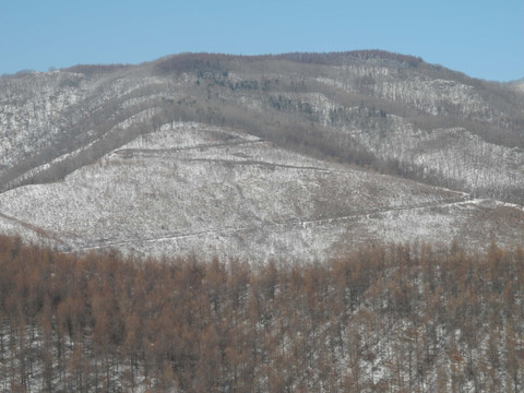 雪坡上的盘山路