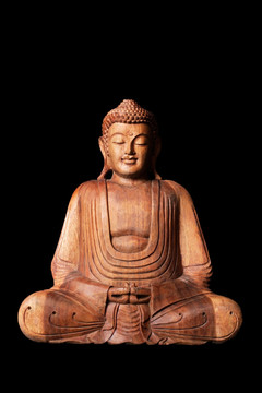 木制如来佛祖坐雕像