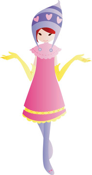 年輕漂亮女孩卡通插圖