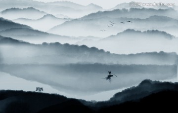 意境山水 水墨山水背景