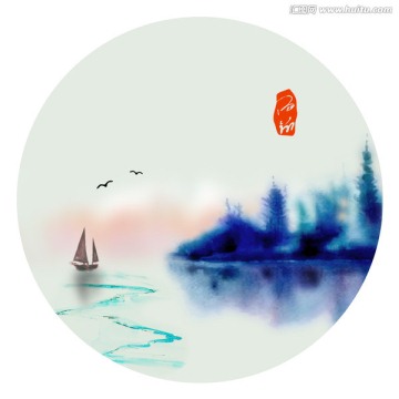 手繪 中國風 山水畫