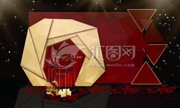 紅金幾何玫瑰時(shí)尚主題婚禮效果圖