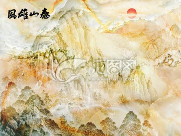 泰山雄風(fēng)大理石紋背景墻