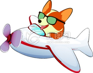 狗開(kāi)飛機(jī)卡圖案柯基犬