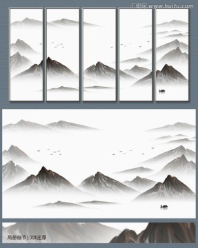 新中式抽象寫(xiě)意山水裝飾畫(huà)