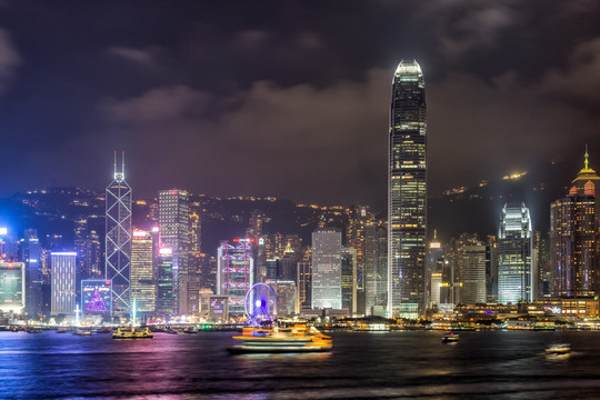 香港维多利亚港的夜景