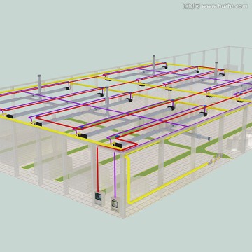 工厂车间电气设备 管道