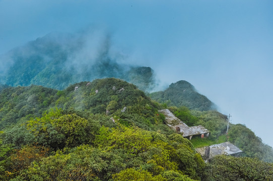 雾色山景