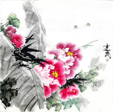 國畫牡丹