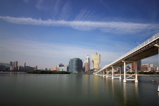 蓝天下的澳门城市建筑