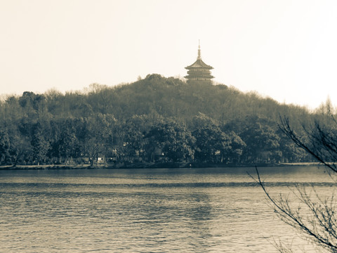 杭州西湖老照片 西湖黑白照片
