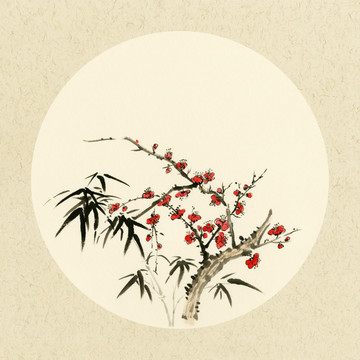 國畫梅花 竹子