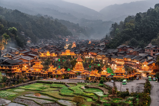 黎平肇兴侗寨夜景