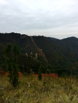 红叶 远山 秦岭 秋色 山峦