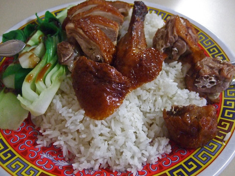 烧鸭北京烤鸭青菜米饭美食