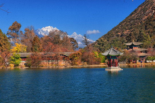 黑龙潭风光 玉龙雪山