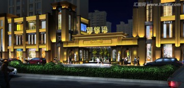御景灣北大門燈光亮化夜景效果圖