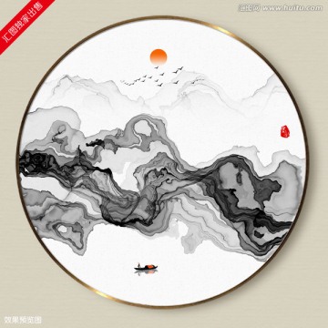 抽象意境水墨裝飾畫 禪境水墨
