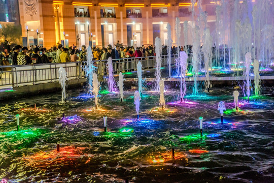 济南夜景 音乐喷泉