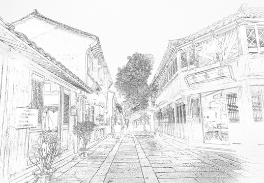 江南水鄉(xiāng)線描 合層