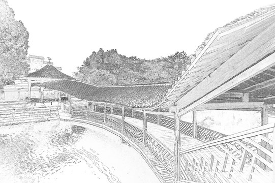 江南古鎮(zhèn)線描 合層