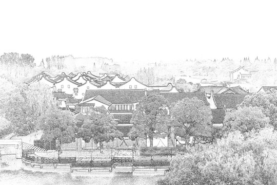 江南古鎮(zhèn)線描 合層