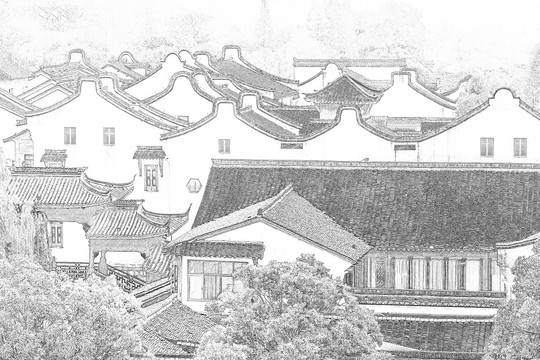 江南古鎮(zhèn)線描 合層