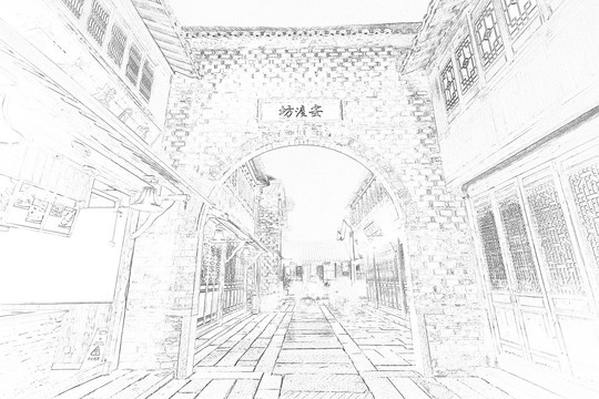 江南古鎮(zhèn)線描 合層