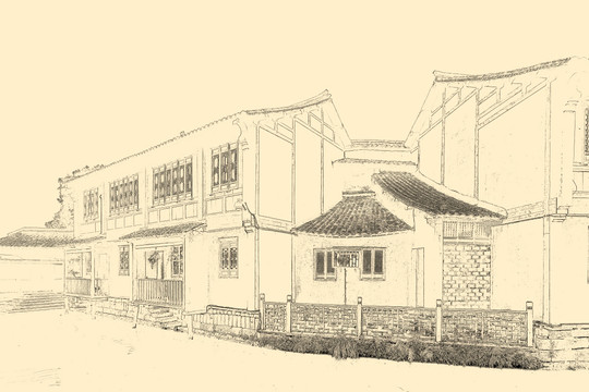 江南古鎮(zhèn)線描 合層