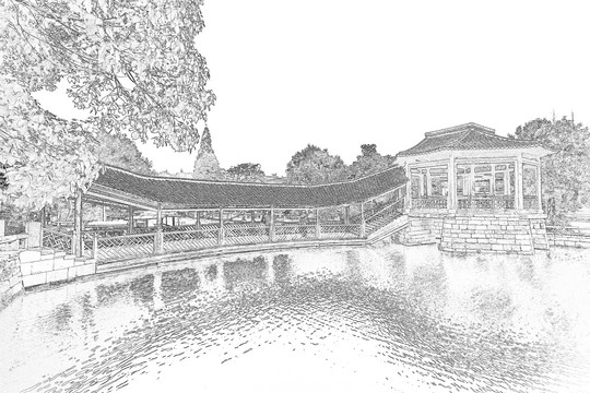 江南古鎮(zhèn)線描 合層