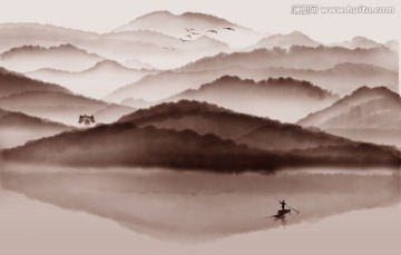 意境山水 水墨山水背景