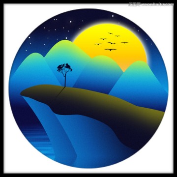 夜空唯美裝飾畫 山水畫 家居畫
