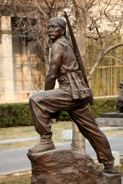 雕塑 圆雕 抗战 民兵 武工队