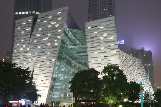 广州图书馆 建筑 城市 夜景