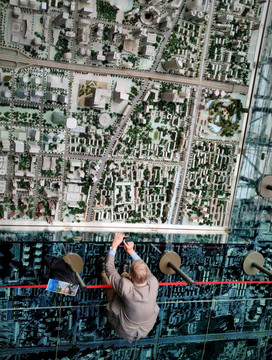 俯拍北京规划沙盘