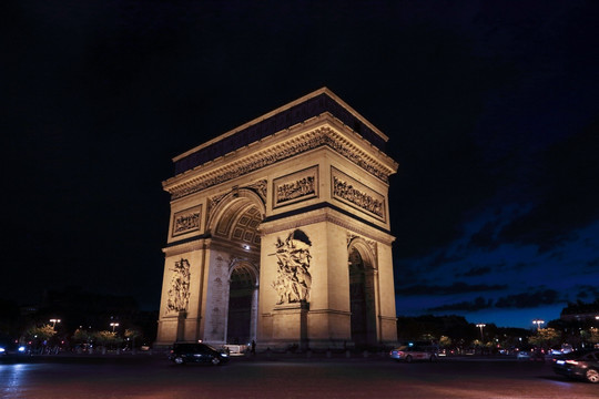 法国巴黎凯旋门夜景 巴黎凯旋门