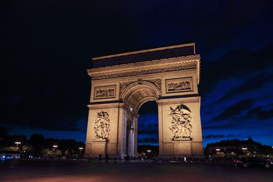 法国巴黎凯旋门夜景 巴黎凯旋门